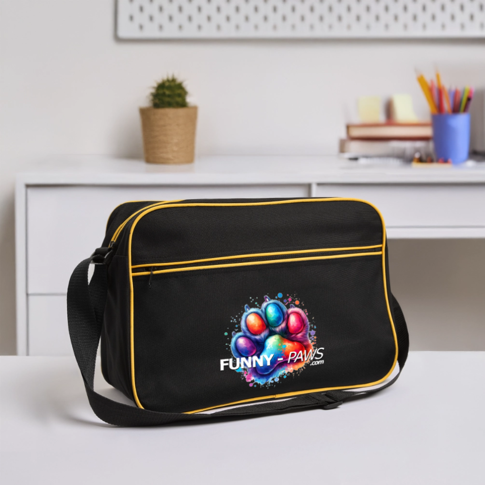 FUNNY PAWS - Retro Tasche - Schwarz/Gold