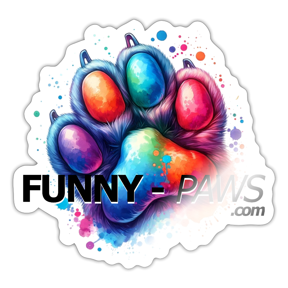 FUNNY PAWS - Sticker - Weiß glänzend