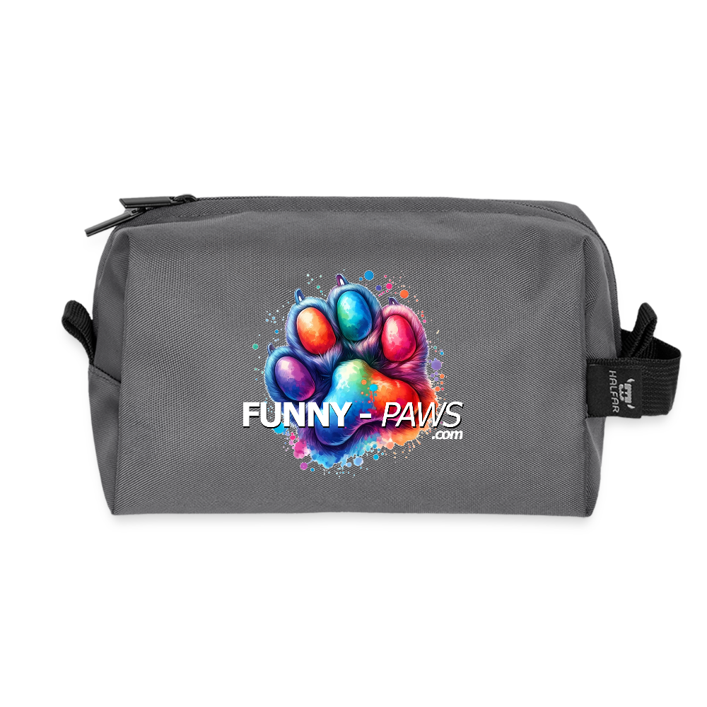 FUNNY PAWS - Recycelte Kulturtasche - Anthrazit