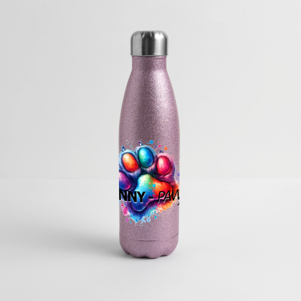 FUNNY PAWS - Glitzer Edelstahl Thermosflasche - Pink Glitzer
