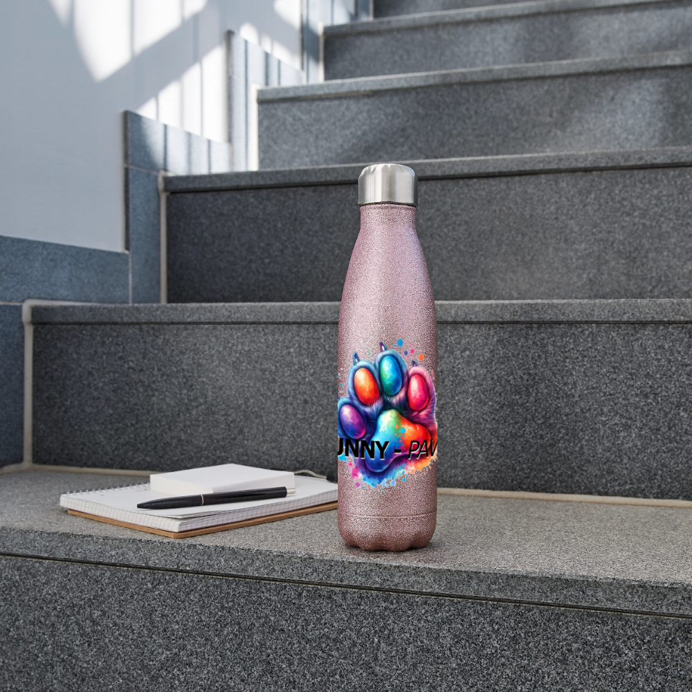 FUNNY PAWS - Glitzer Edelstahl Thermosflasche - Pink Glitzer