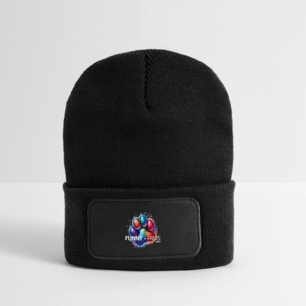 FUNNY PAWS - Recycelte Patch Beanie - Schwarz