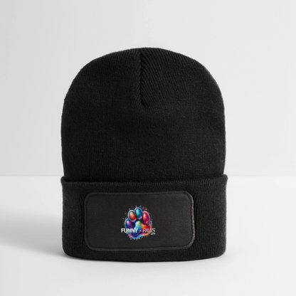 FUNNY PAWS - Recycelte Patch Beanie - Schwarz