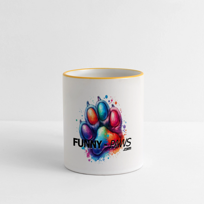 FUNNY PAWS - Panoramic Mug - Weiß/Gelb