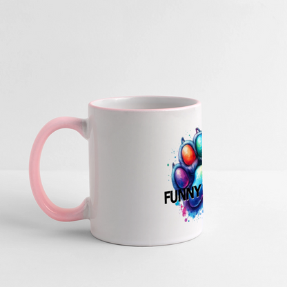 FUNNY PAWS - Panoramic Mug - Weiß/Pink