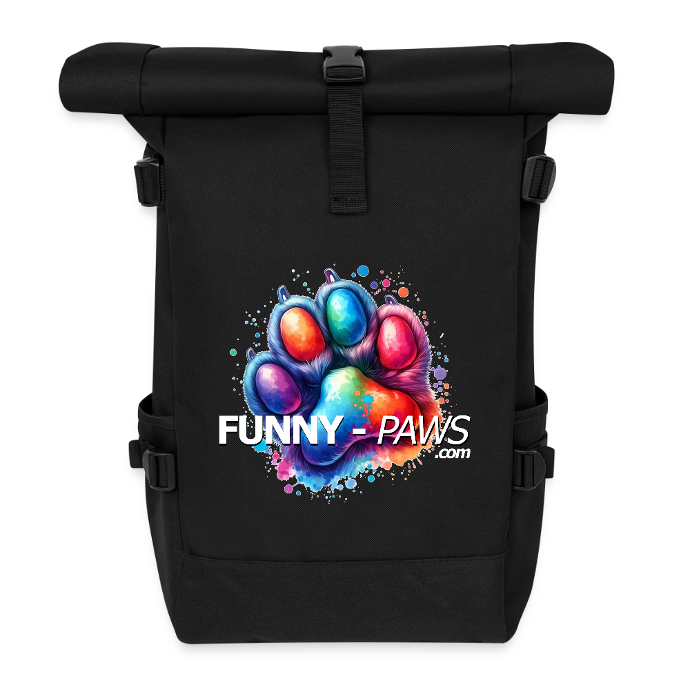 FUNNY PAWS - Rolltop Rucksack - Schwarz