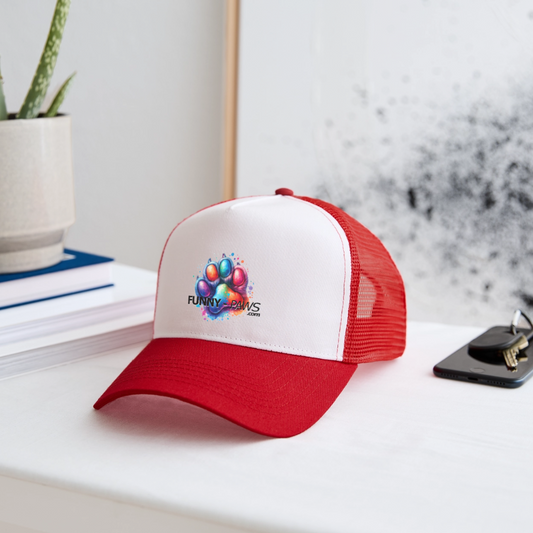 FUNNY PAWS - Trucker Cap - Weiß/Rot