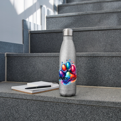 FUNNY PAWS - Glitzer Edelstahl Thermosflasche - Sliber Glitzer