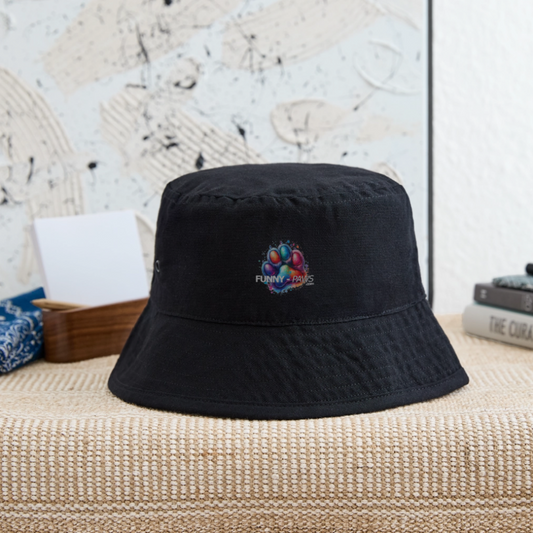 FUNNY PAWS - recycelter Bucket Hat - Schwarz