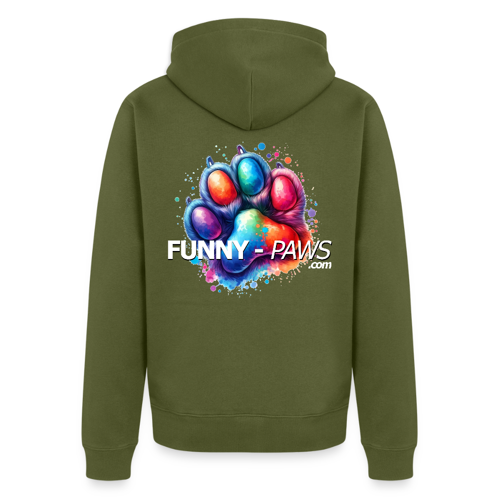 FUNNY PAWS - Men's Premium Hooded Jacket - Khaki