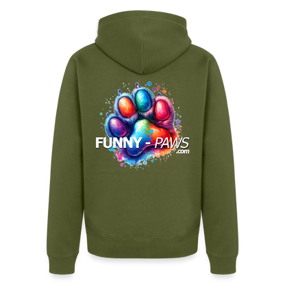 FUNNY PAWS - Men's Premium Hooded Jacket - Khaki