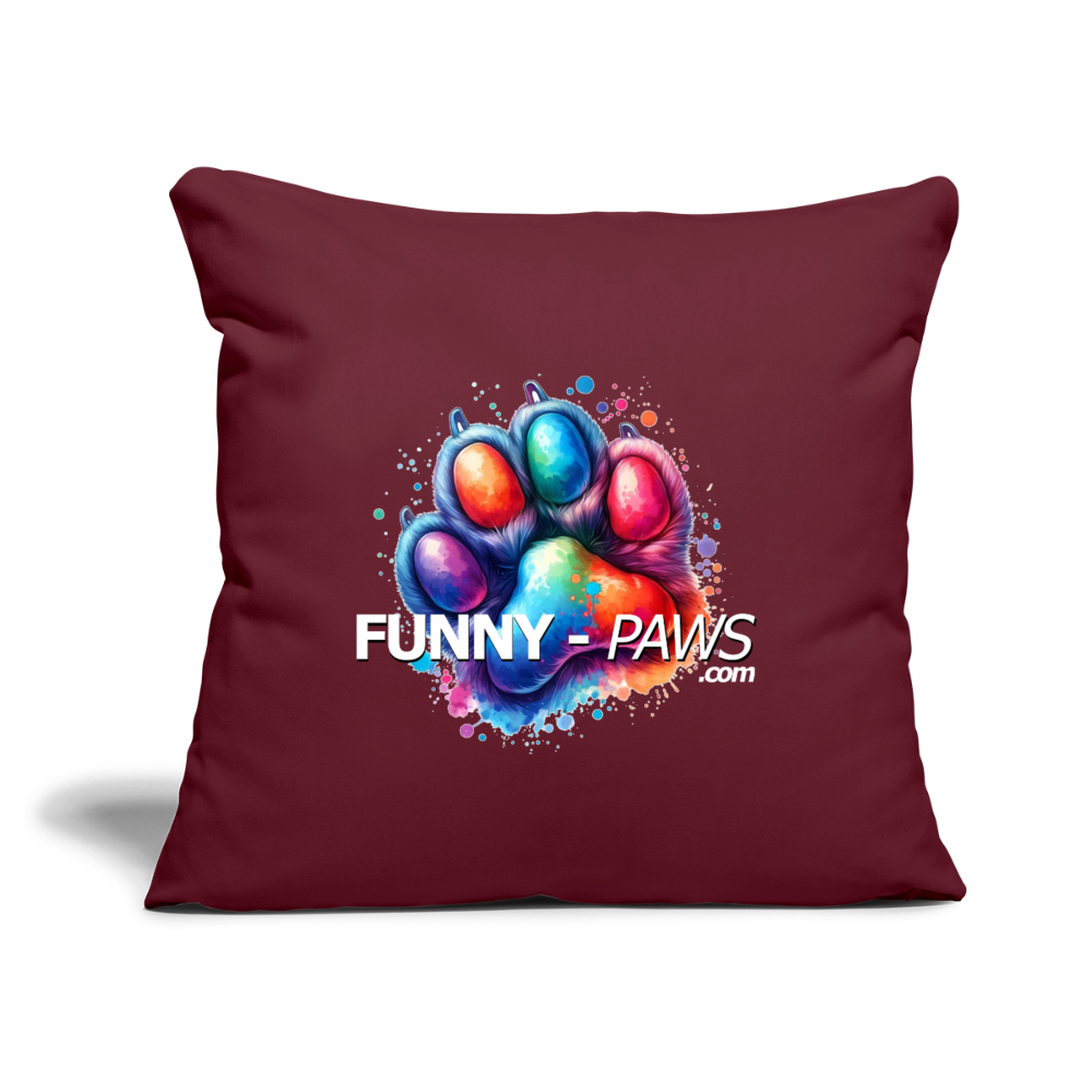 FUNNY PAWS - Sofakissen mit Füllung (44 x 44 cm) - Burgunderrot