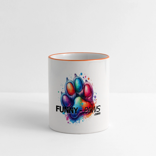 FUNNY PAWS - Panoramic Mug - Weiß/Orange