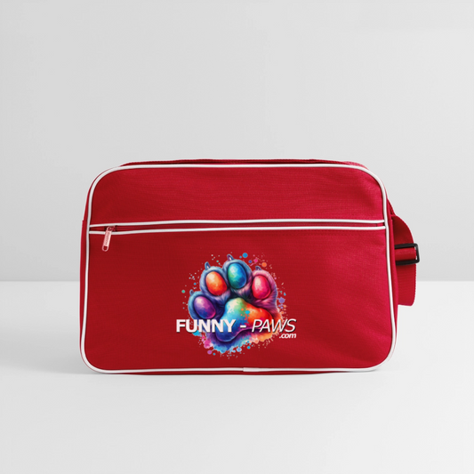 FUNNY PAWS - Retro Tasche - Rot/Weiß