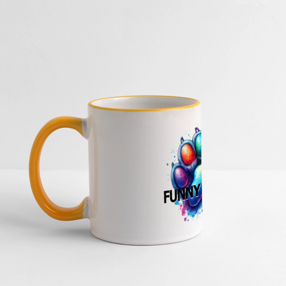 FUNNY PAWS - Panoramic Mug - Weiß/Gelb