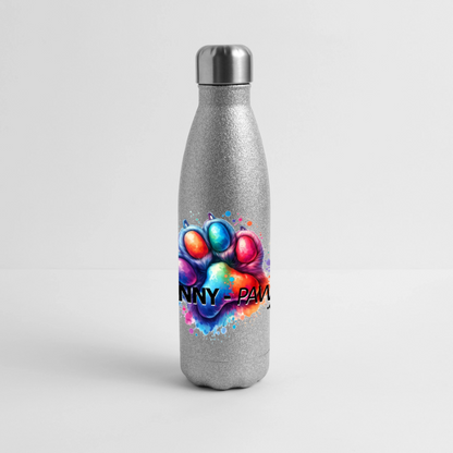 FUNNY PAWS - Glitzer Edelstahl Thermosflasche - Sliber Glitzer