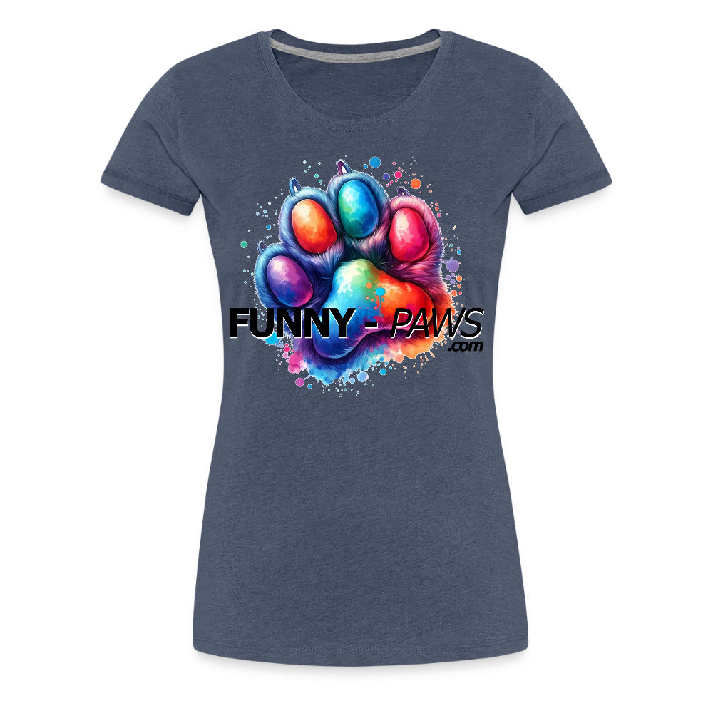 FUNNY PAWS - Women’s Premium T-Shirt - Blau meliert