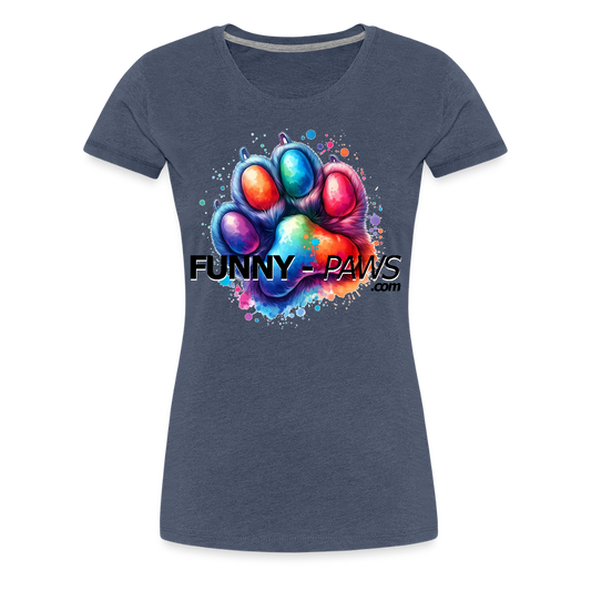 FUNNY PAWS - Women’s Premium T-Shirt - Blau meliert