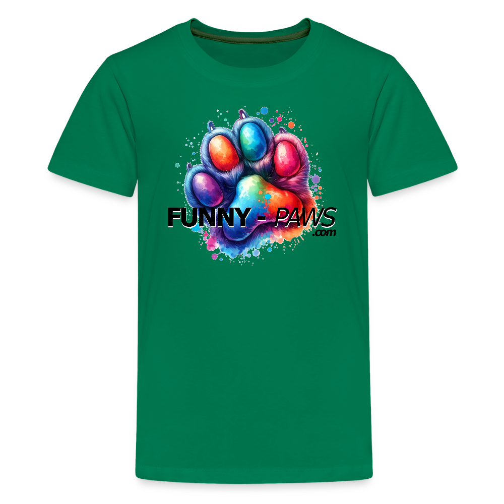 FUNNY PAWS - Teenager Premium T-Shirt - Kelly Green