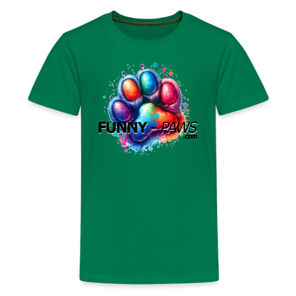 FUNNY PAWS - Teenager Premium T-Shirt - Kelly Green