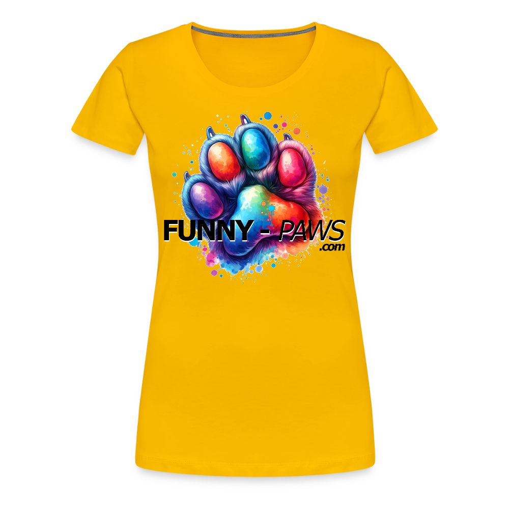 FUNNY PAWS - Women’s Premium T-Shirt - Sonnengelb