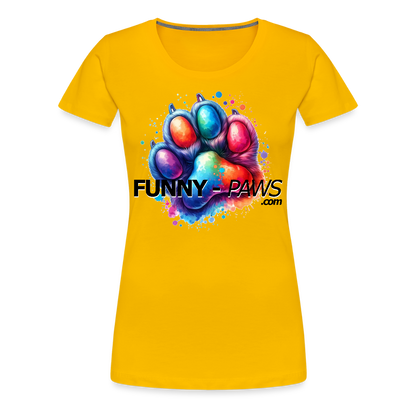 FUNNY PAWS - Women’s Premium T-Shirt - Sonnengelb