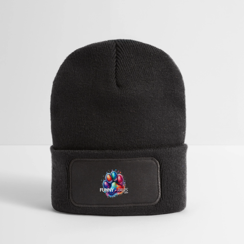 FUNNY PAWS - Recycelte Patch Beanie - Dunkelgrau