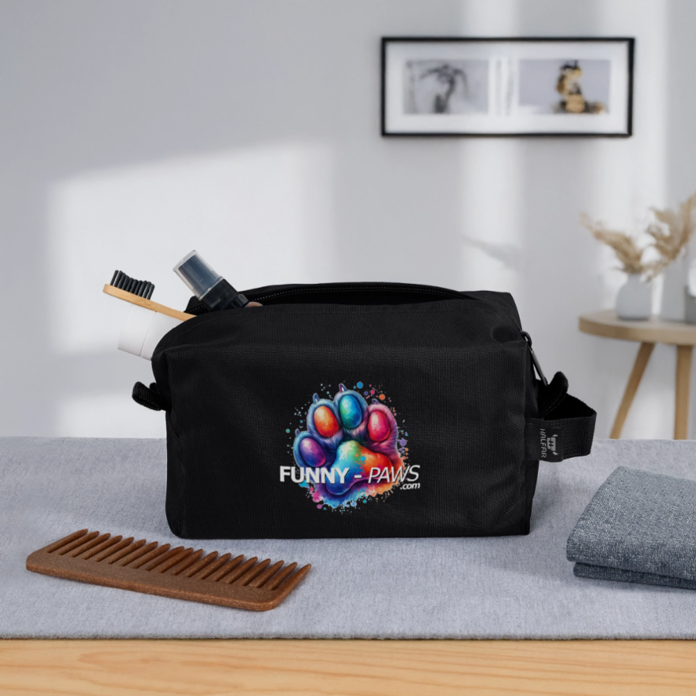 FUNNY PAWS - Recycelte Kulturtasche - Schwarz