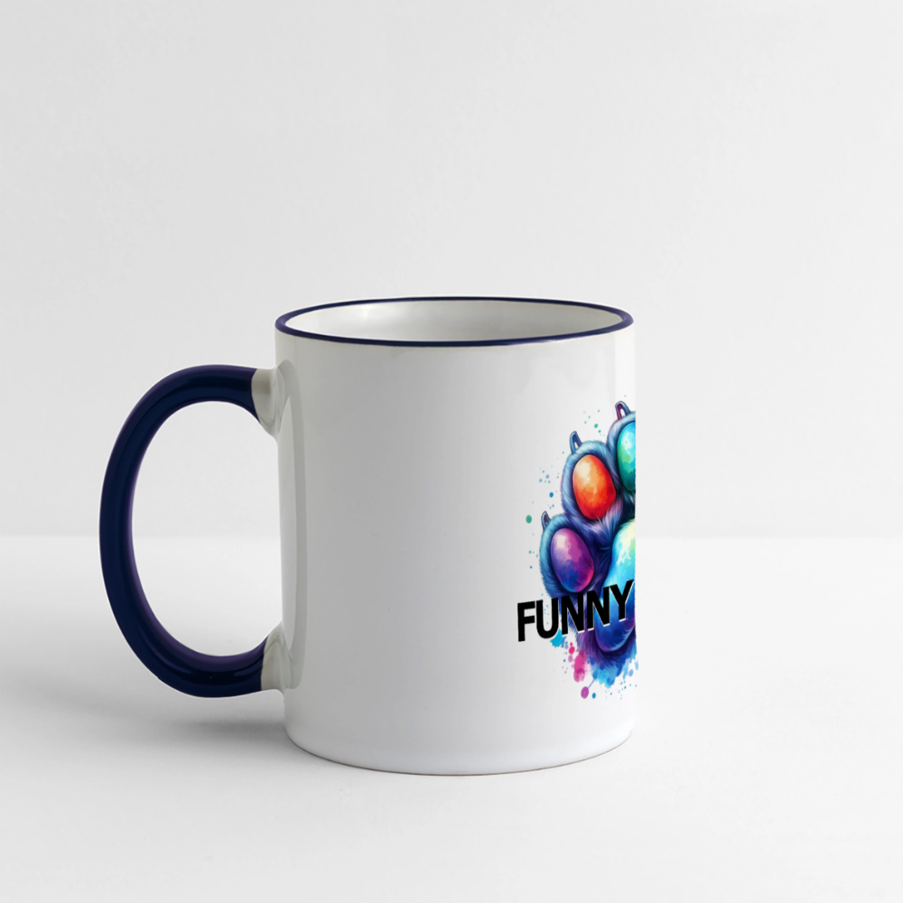 FUNNY PAWS - Panoramic Mug - Weiß/Kobaltblau
