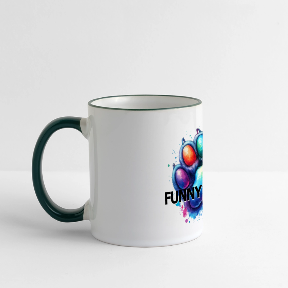 FUNNY PAWS - Panoramic Mug - Weiß/Dunkelgrün