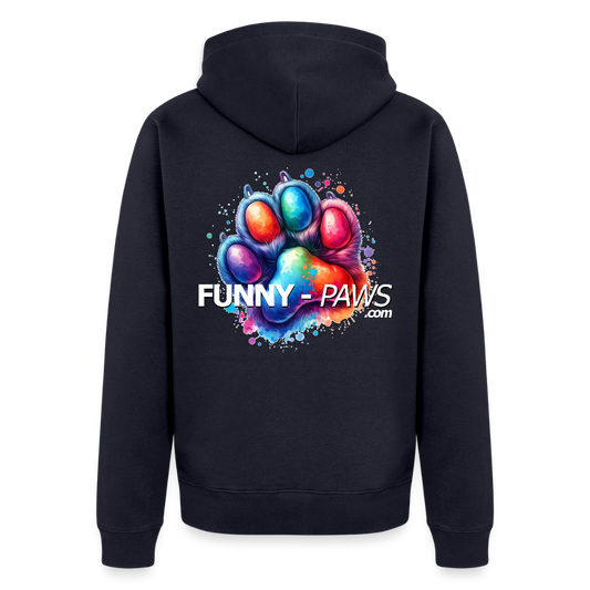 FUNNY PAWS - Men's Premium Hooded Jacket - Navy