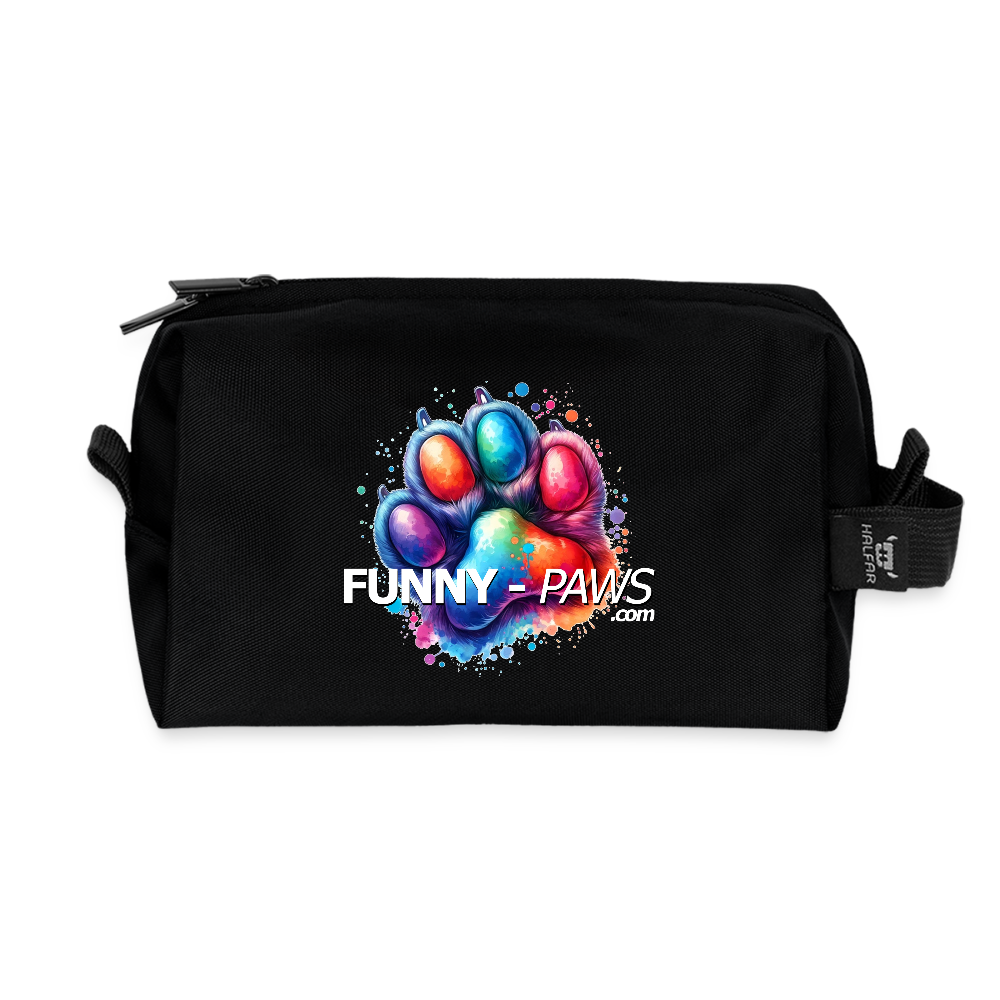 FUNNY PAWS - Recycelte Kulturtasche - Schwarz