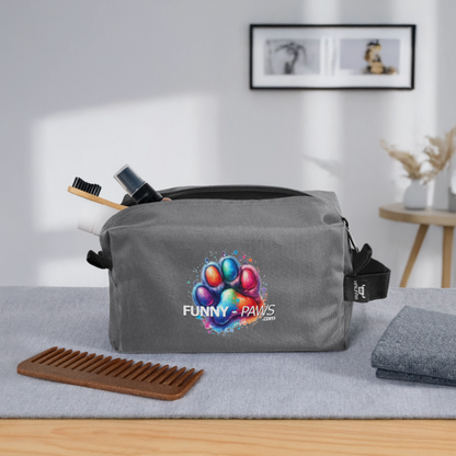 FUNNY PAWS - Recycelte Kulturtasche - Anthrazit
