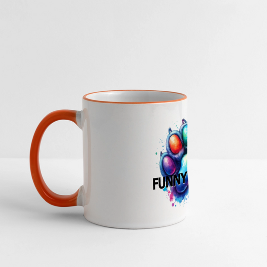 FUNNY PAWS - Panoramic Mug - Weiß/Orange