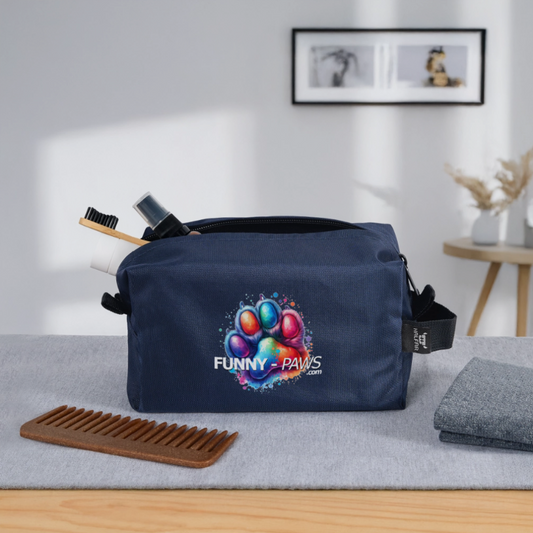 FUNNY PAWS - Recycelte Kulturtasche - Navy