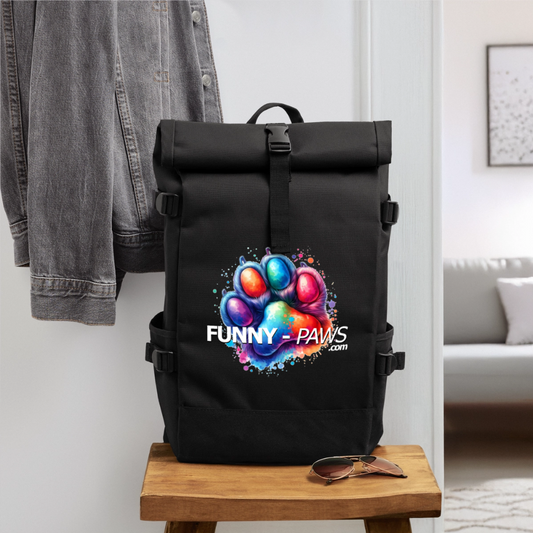 FUNNY PAWS - Rolltop Rucksack - Schwarz