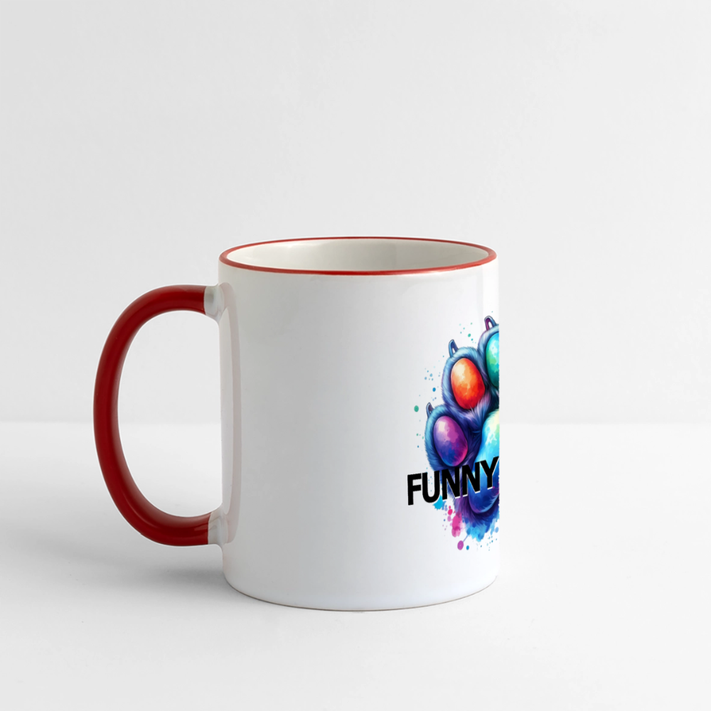FUNNY PAWS - Panoramic Mug - Weiß/Rot