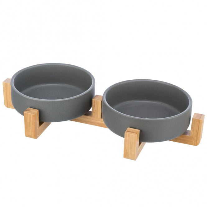 Napf-Set aus Keramik/Holz