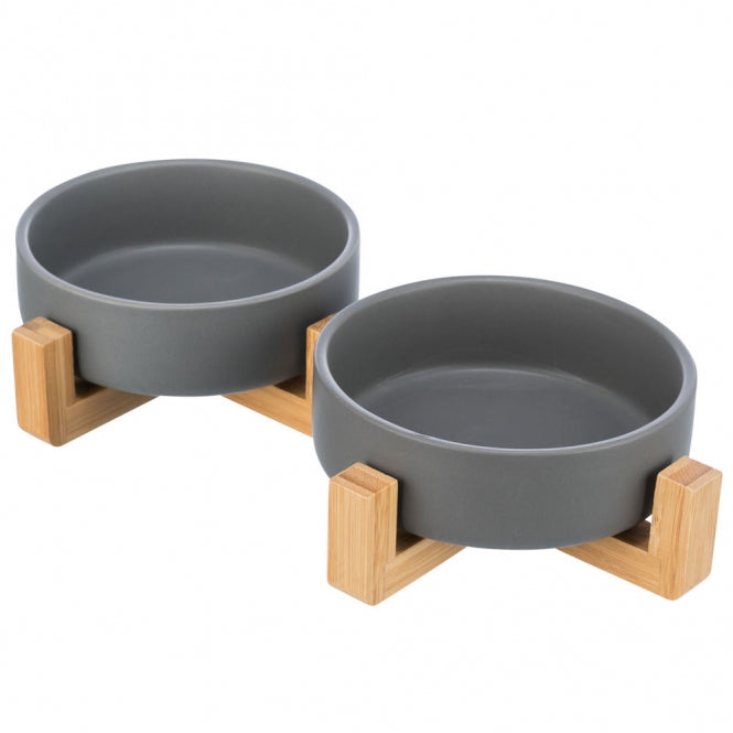 Napf-Set aus Keramik/Holz