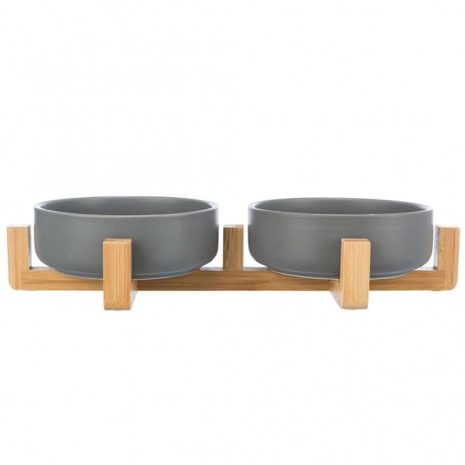 Napf-Set aus Keramik/Holz