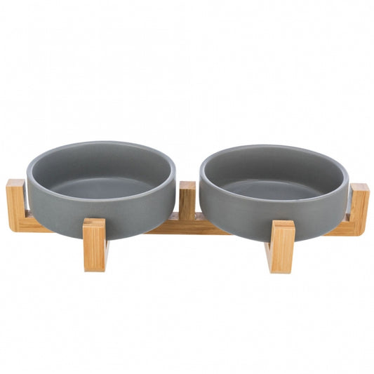 Napf-Set aus Keramik/Holz